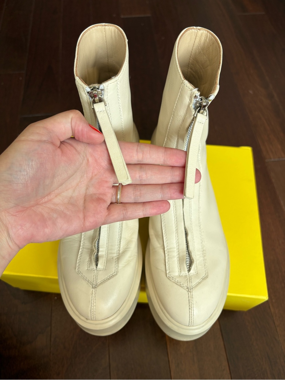 The Row Combat Zipped Boots Beige Natural Color US 8.5 Mid-Calf Boots Pre-Owned - Picture 6 of 16